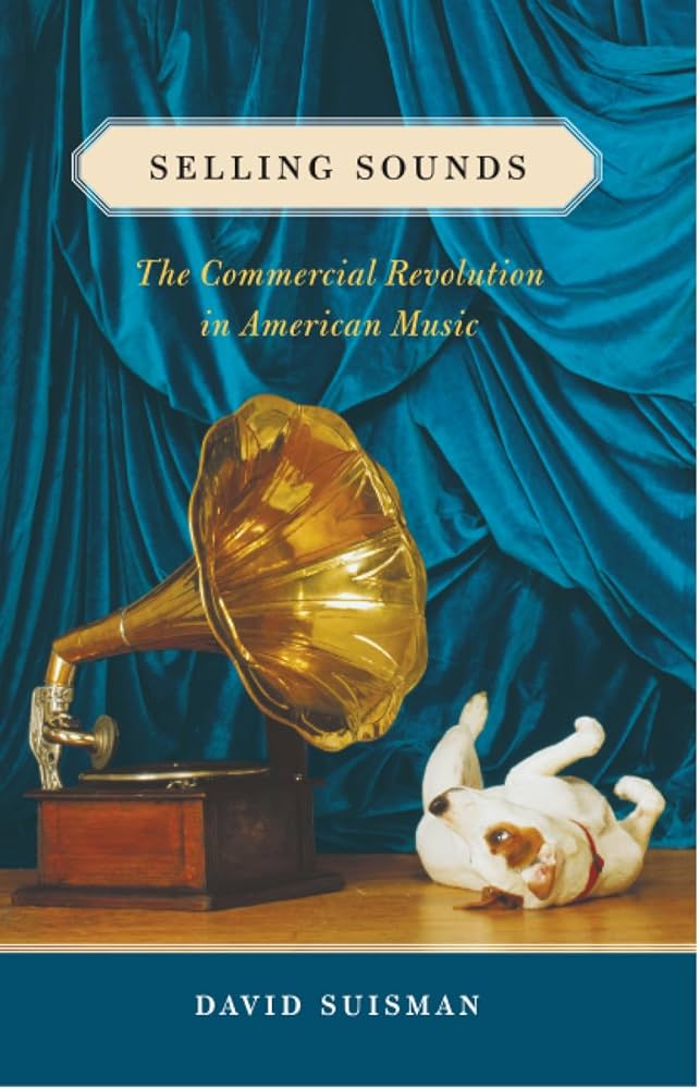 book cover image of a gramophone next to a dog, in front of a turquoise curtain